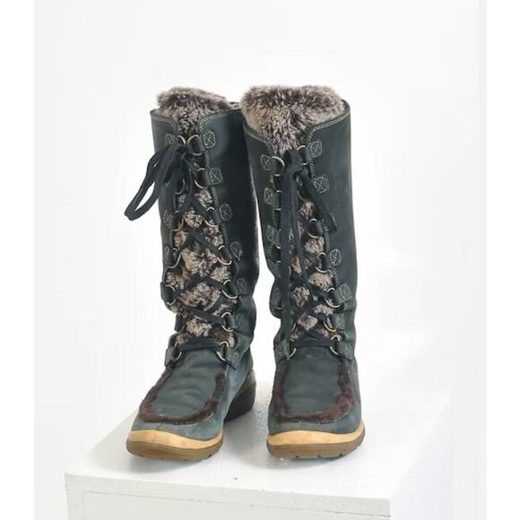 Timberland Kickadilla Faux Fur Nubuck Mid-Calf Lace-Up Boots 7.5 Gray Winter - Picture 2 of 13